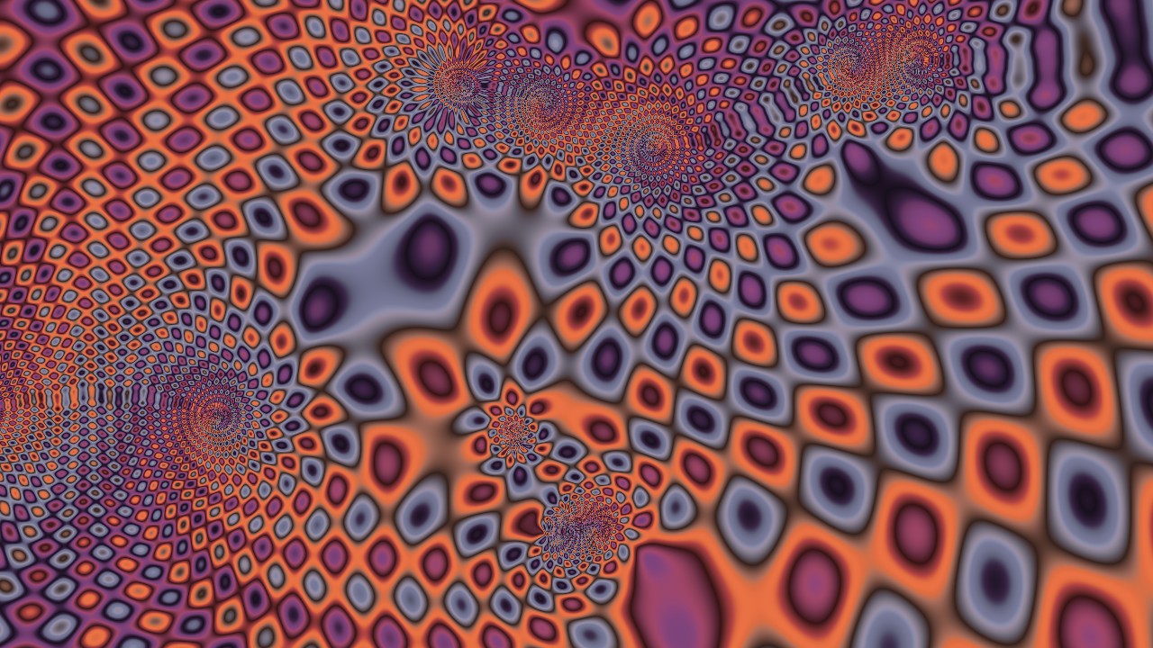 Unmodified view: sharper pink and copper radial pattern