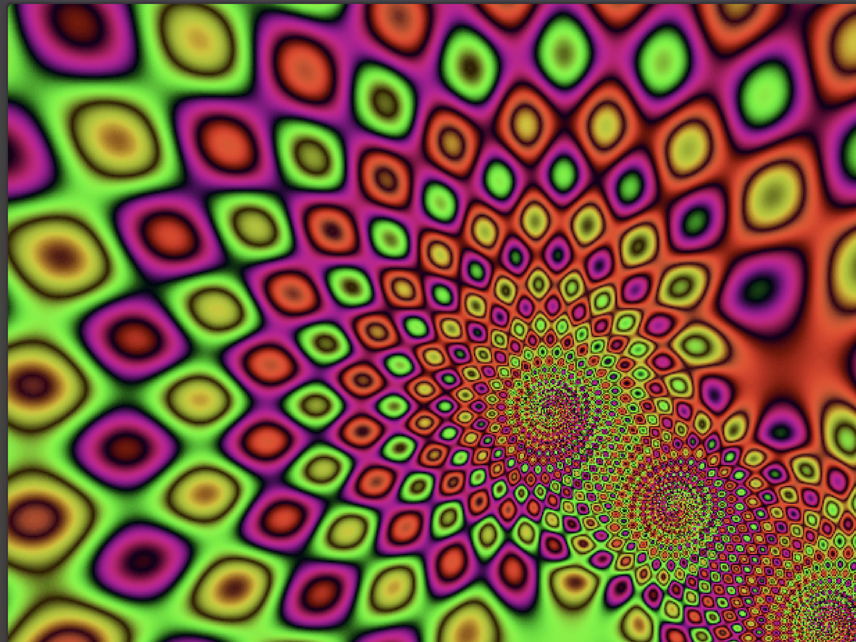 Psycho Deli rendering: dense neon knots folding into a repeating field